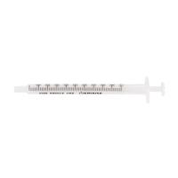KRUUSE Disposable Syringe, center, nozzle, 2-comp. 1 ml, 100/pk
