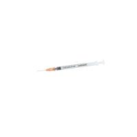 KRUUSE Disposable Syringe With Needle, 3-comp., 1 ml, 25G x 5/8, 100/pk