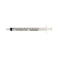 KRUUSE Disposable Syringe with Silicone O-ring, center nozzle 3 comp. 1 ml 100/pk