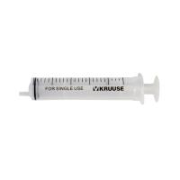 KRUUSE Disposable Syringe With Silicone O-ring, Excentric, 3 comp. 20->24 ml, 100/pk