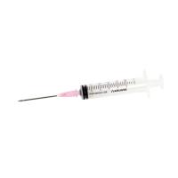 KRUUSE Disposable Syringe With Needle, 3-comp., 5->6 ml, luer lock, 18G x 1½'', 1.25 x 40 mm, 100/pk
