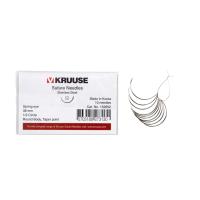 KRUUSE Suture Needle, spring eye, 1/2 circle, round body, taper point, 38 mm, 10/pk