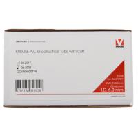 KRUUSE PVC Endotracheal Tubus, with cuff, ID 6.0 mm, OD 8.2 mm, 25 Fr x 29.5 cm (11.6''), 10/pk