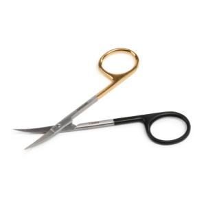 KRUUSE TC Guld SuperCut Iris Operationssaks, 10,5 cm, spids/spids, flad, buet KRUUSE TC Guld SuperCut Iris Operationssaks, 10,5 cm, spids/spids, flad, buet
