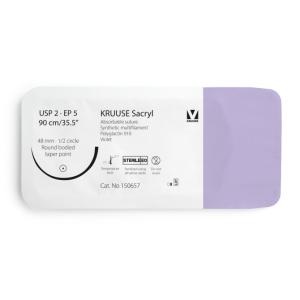 KRUUSE Sacryl Suture, USP 2/EP 5, 90 cm/35.5", violet, 48 mm needle, 1/2 circle, round bodied, taper point, 12/pk KRUUSE Sacryl Suture, USP 2/EP 5, 90 cm/35.5", violet, 48 mm needle, 1/2 circle, round bodied, taper point, 12/pk