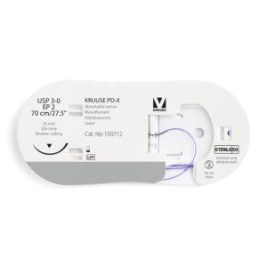 KRUUSE PD-X Suture, USP 3-0/EP 2, 70 cm/27.5", violet, 26 mm needle, 3/8 circle, reverse cutting, 12/pk KRUUSE PD-X Suture, USP 3-0/EP 2, 70 cm/27.5", violet, 26 mm needle, 3/8 circle, reverse cutting, 12/pk