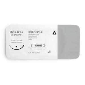 KRUUSE PD-X Suture, USP 0/EP 3.5, 70 cm/27.5", violet, 30 mm needle, 3/8 circle, reverse cutting, 12/pk KRUUSE PD-X Suture, USP 0/EP 3.5, 70 cm/27.5", violet, 30 mm needle, 3/8 circle, reverse cutting, 12/pk