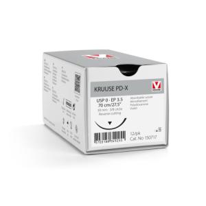 KRUUSE PD-X Suture, USP 0/EP 3.5, 70 cm/27.5", violet, 30 mm needle, 3/8 circle, reverse cutting, 12/pk KRUUSE PD-X Suture, USP 0/EP 3.5, 70 cm/27.5", violet, 30 mm needle, 3/8 circle, reverse cutting, 12/pk