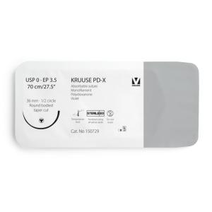 KRUUSE PD-X Suture, USP 0/EP 3.5, 70 cm/27.5", violet, 36 mm needle, 1/2 circle, round bodied, taper cut, 12/pk KRUUSE PD-X Suture, USP 0/EP 3.5, 70 cm/27.5", violet, 36 mm needle, 1/2 circle, round bodied, taper cut, 12/pk