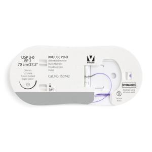 KRUUSE PD-X Suture, USP 3-0/EP 2, 70 cm/27.5", violet, 30 mm needle, 1/2 circle, round bodied, taper point, 12/pk KRUUSE PD-X Suture, USP 3-0/EP 2, 70 cm/27.5", violet, 30 mm needle, 1/2 circle, round bodied, taper point, 12/pk