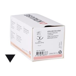 KRUUSE Monofast Suture, USP 1, 70 cm, needle: 36 mm, reverse cutting, 3/8 circle, 18/pk KRUUSE Monofast Suture, USP 1, 70 cm, needle: 36 mm, reverse cutting, 3/8 circle, 18/pk