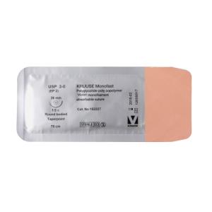 KRUUSE Monofast Suture, USP 3-0, 70 cm, needle: 26 mm, round bodied - taper point, 1/2 circle, 18/pk KRUUSE Monofast Suture, USP 3-0, 70 cm, needle: 26 mm, round bodied - taper point, 1/2 circle, 18/pk