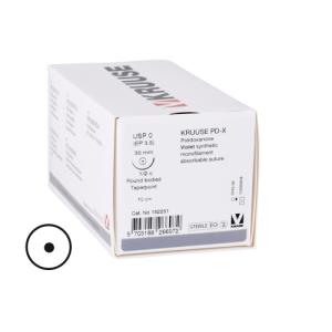 KRUUSE PD-X Suture, USP 0, 70 cm, needle: 30 mm, round bodied, taper-point, ½ circle, 18/pk KRUUSE PD-X Suture, USP 0, 70 cm, needle: 30 mm, round bodied, taper-point, ½ circle, 18/pk