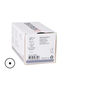 KRUUSE PD-X Suture, USP 2-0, 70 cm, needle: 26 mm, round bodied, taper-point, ½ circle, 18/pk KRUUSE PD-X Suture, USP 2-0, 70 cm, needle: 26 mm, round bodied, taper-point, ½ circle, 18/pk