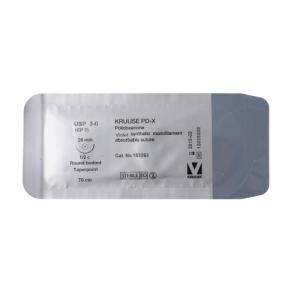 KRUUSE PD-X Suture, USP 3-0, 70 cm, needle: 26 mm, round bodied, taper-point, ½ circle 18/pk KRUUSE PD-X Suture, USP 3-0, 70 cm, needle: 26 mm, round bodied, taper-point, ½ circle 18/pk