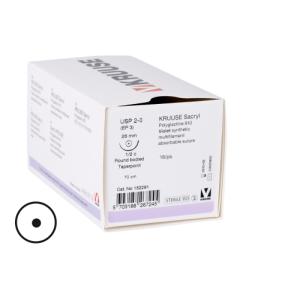 KRUUSE Sacryl Sutur, USP 2-0, 70 cm, nål: 26 mm, round bodied - taper-point, ½ circle, 18 stk. KRUUSE Sacryl Sutur, USP 2-0, 70 cm, nål: 26 mm, round bodied - taper-point, ½ circle, 18 stk.