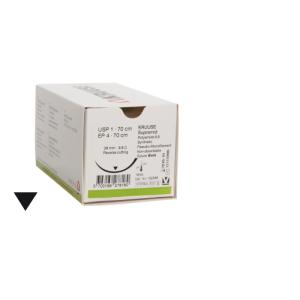 KRUUSE Krupramid Suture, USP 1, 70 cm, black, 39 mm, 3/8 C, RC, 18/pk KRUUSE Krupramid Suture, USP 1, 70 cm, black, 39 mm, 3/8 C, RC, 18/pk
