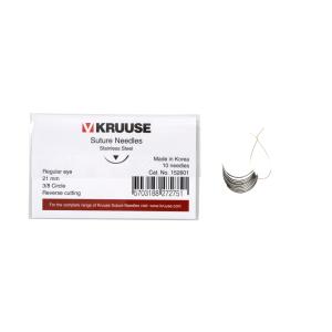 KRUUSE Suture Needle, regular eye, 3/8 circle, reverse cutting, 21 mm, 10/pk KRUUSE Suture Needle, regular eye, 3/8 circle, reverse cutting, 21 mm, 10/pk