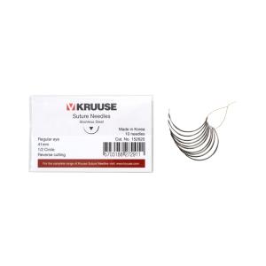 KRUUSE Suture Needle, regular eye, ½ circle, reverse cutting, 41 mm, 10/pk KRUUSE Suture Needle, regular eye, ½ circle, reverse cutting, 41 mm, 10/pk