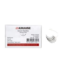 KRUUSE Suture Needle, spring eye, 3/8 circle, round body, taper point, 23 mm, 10/pk KRUUSE Suture Needle, spring eye, 3/8 circle, round body, taper point, 23 mm, 10/pk