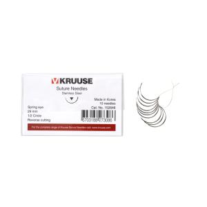 KRUUSE Suture Needle, spring eye, 1/2 circle, reverse cutting, 29 mm, 10/pk KRUUSE Suture Needle, spring eye, 1/2 circle, reverse cutting, 29 mm, 10/pk