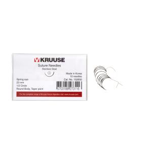 KRUUSE Suture Needle, spring eye, 1/2 circle, round body, taper point, 23 mm, 10/pk KRUUSE Suture Needle, spring eye, 1/2 circle, round body, taper point, 23 mm, 10/pk