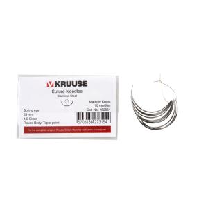 KRUUSE Suture Needle, spring eye, 1/2 circle, round body, taper point, 53 mm, 10/pk KRUUSE Suture Needle, spring eye, 1/2 circle, round body, taper point, 53 mm, 10/pk