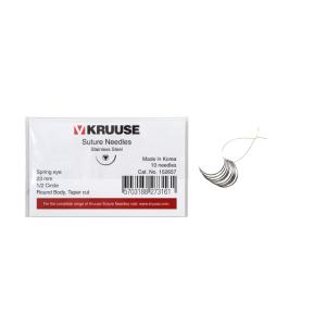 KRUUSE Suture Needle, spring eye, 1/2 circle, round body, taper-cut, 23 mm, 10/pk KRUUSE Suture Needle, spring eye, 1/2 circle, round body, taper-cut, 23 mm, 10/pk