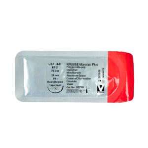KRUUSE Monofast Plus Sutur, USP 3-0, 70 cm, violet, 26 mm needle, ½ C, RB, taperpoint, 18/pk KRUUSE Monofast Plus Sutur, USP 3-0, 70 cm, violet, 26 mm needle, ½ C, RB, taperpoint, 18/pk