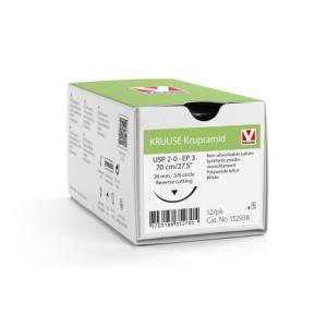 KRUUSE Krupramid Suture, USP 2-0/EP 3, 70 cm/27.5", white, 26 mm needle, 3/8 circle, reverse cutting, 12/pk
KRUUSE Krupramid Suture, USP 2-0/EP 3, 70 cm/27.5", white, 26 mm needle, 3/8 circle, reverse cutting, 12/pk