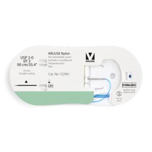 KRUUSE Nylon Suture, USP 2-0/EP 3, 90 cm/35.4", blue, 55 mm needle, straight cutting, 12/pk
KRUUSE Nylon Suture, USP 2-0/EP 3, 90 cm/35.4", blue, 55 mm needle, straight cutting, 12/pk