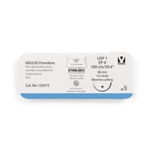 KRUUSE Promilene Suture, USP 1/EP 4, 100 cm/39.4", blue, 48 mm needle, ½ circle, reverse cutting, 12/pk
KRUUSE Promilene Suture, USP 1/EP 4, 100 cm/39.4", blue, 48 mm needle, ½ circle, reverse cutting, 12/pk