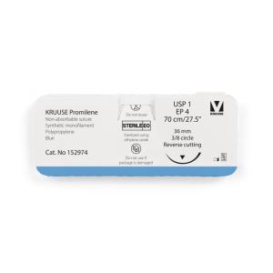 KRUUSE Promilene Suture, USP 1/EP 4, 70 cm/27.5", blue, 36 mm needle, 3/8 circle, reverse cutting, 12/pk
KRUUSE Promilene Suture, USP 1/EP 4, 70 cm/27.5", blue, 36 mm needle, 3/8 circle, reverse cutting, 12/pk