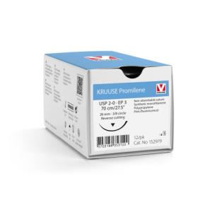 KRUUSE Promilene Suture, USP 2-0/EP 3, 70 cm/27.5", pink (fluorescence), 26 mm needle, 3/8 circle, reverse cutting, 12/pk
KRUUSE Promilene Suture, USP 2-0/EP 3, 70 cm/27.5", pink (fluorescence), 26 mm needle, 3/8 circle, reverse cutting, 12/pk