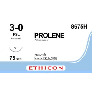 Prolene 3/0, 75 cm, FSL, 8675H, 36/pk
Prolene 3/0, 75 cm, FSL, 8675H, 36/pk
