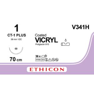 Vicryl Suture USP 1, w/needle CT-1, 70 cm, 36/pk
Vicryl Suture USP 1, w/needle CT-1, 70 cm, 36/pk