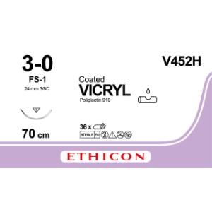 Vicryl Sutur USP 3/0, FS-1, 70 cm V452H, 36/pk Vicryl Sutur USP 3/0, FS-1, 70 cm V452H, 36/pk