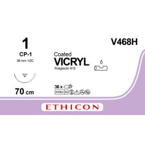 Vicryl Suture 1, w/needle CP-1, 70 cm, 36/pk
Vicryl Suture 1, w/needle CP-1, 70 cm, 36/pk