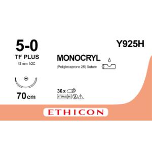 Monocryl, 5/0, TF plus needle, 70 cm, Y925H, 36/pk Monocryl, 5/0, TF plus needle, 70 cm, Y925H, 36/pk