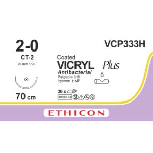 Vicryl Plus, USP 2/0, CT-2 needle, 70 cm, 36/pk
Vicryl Plus, USP 2/0, CT-2 needle, 70 cm, 36/pk