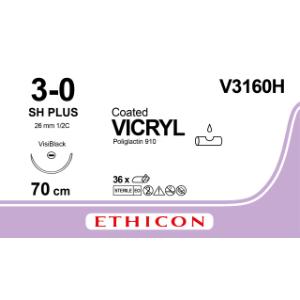 Vicryl, 3/0, JB needle, 70 cm, V3160H, 36/pk
Vicryl, 3/0, JB needle, 70 cm, V3160H, 36/pk