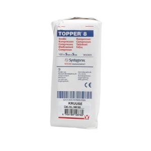 Topper 8 Kompres, Non-woven, 5 x 5 cm, 100 stk. Topper 8 Kompres, Non-woven, 5 x 5 cm, 100 stk.
