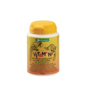 Diafarm Vitaminer og mineraler u/fosfor, t/fugle, krybdyr, 50 g.
Diafarm Vitaminer og mineraler u/fosfor, t/fugle, krybdyr, 50 g.