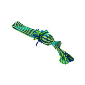 BUSTER Colour Tugger Squeak Rope with Vinyl Ball, blue/lime, 37 cm, M BUSTER Colour Tugger Squeak Rope with Vinyl Ball, blue/lime, 37 cm, M