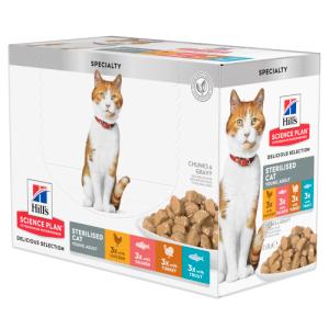 Hill's SP Feline Adult Sterilised Chicken, Fish,Trout,Turkey 12x85g portionsposer Hill's SP Feline Adult Sterilised Chicken, Fish,Trout,Turkey 12x85g portionsposer