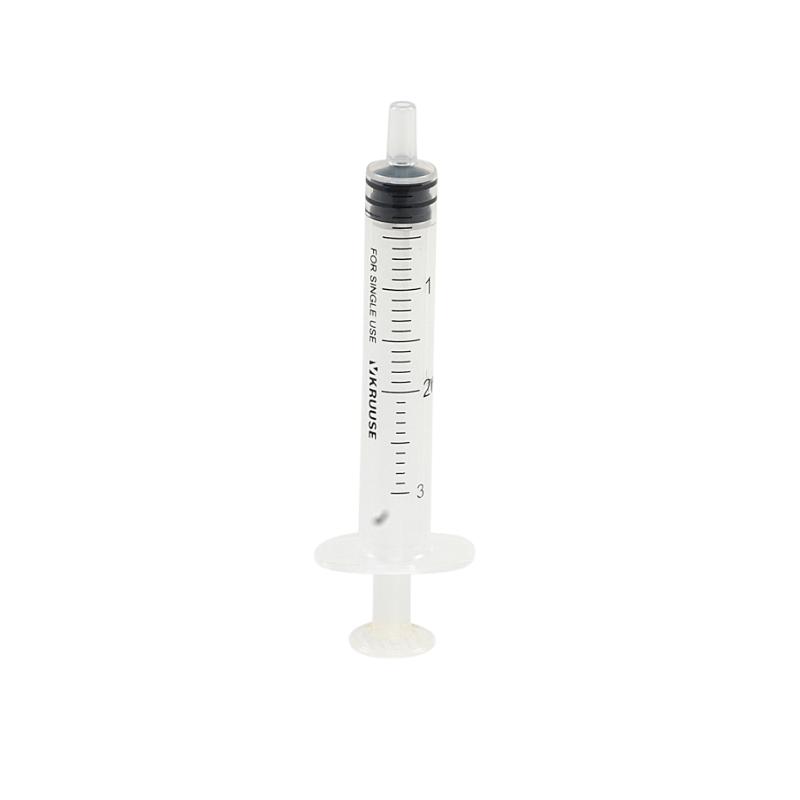 KRUUSE Disposable Syringe, center, nozzle, 3 comp. 2->3 ml, 100/pk KRUUSE Disposable Syringe, center, nozzle, 3 comp. 2->3 ml, 100/pk