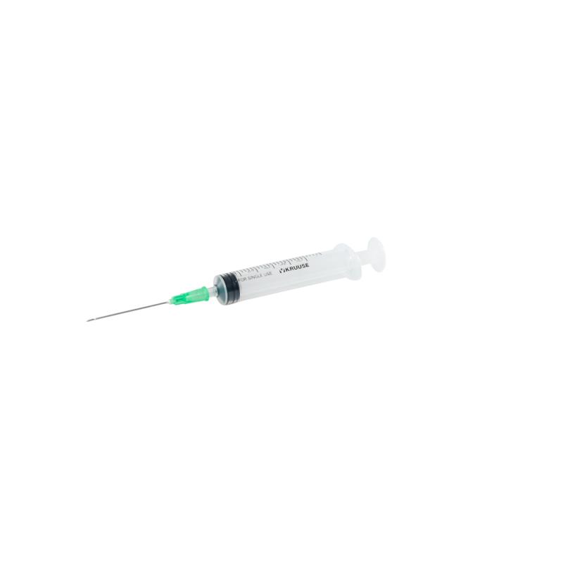 KRUUSE Disposable Syringe With Needle, 3-comp., 5->6 ml, 21G x 1½, 100/pk KRUUSE Disposable Syringe With Needle, 3-comp., 5->6 ml, 21G x 1½, 100/pk