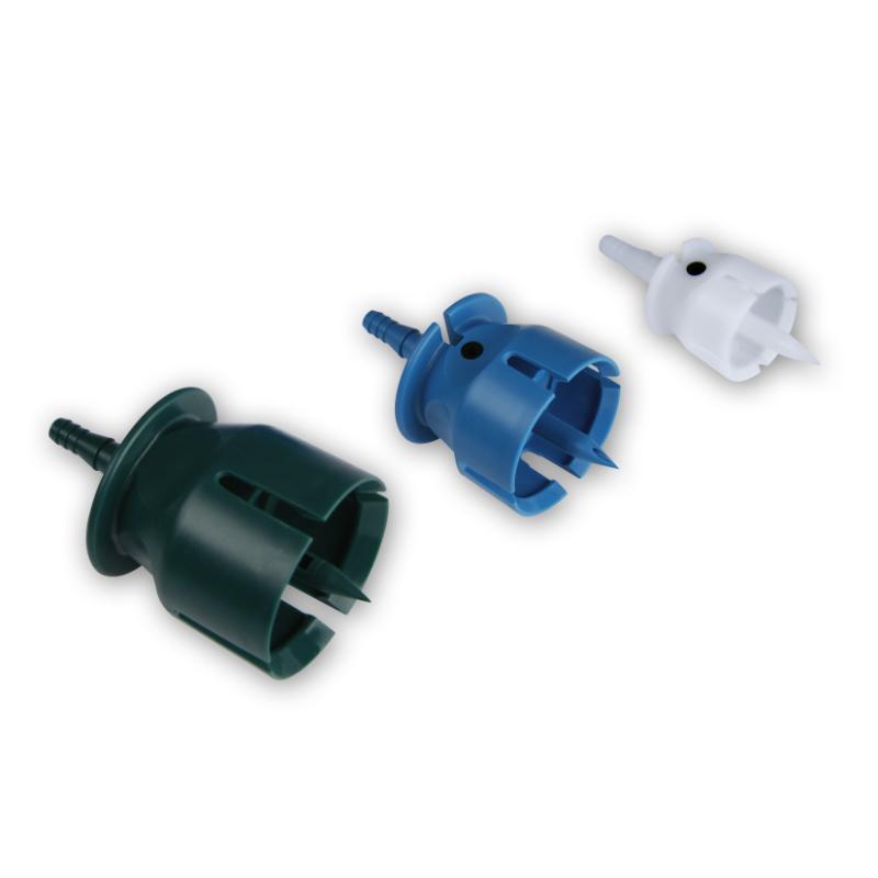 Set of Draw-off Caps, Ø 20, 30, 33 mm, white, blue, green Set of Draw-off Caps, Ø 20, 30, 33 mm, white, blue, green