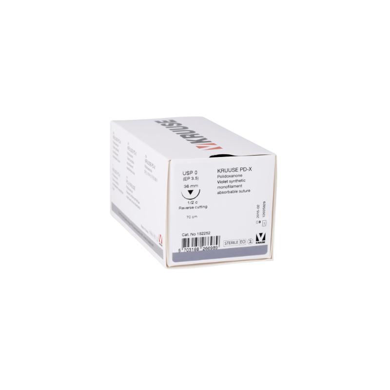 KRUUSE PD-X Suture, USP 0, 70 cm, needle: 36 mm, reverse cutting, ½ circle, 18/pk KRUUSE PD-X Suture, USP 0, 70 cm, needle: 36 mm, reverse cutting, ½ circle, 18/pk