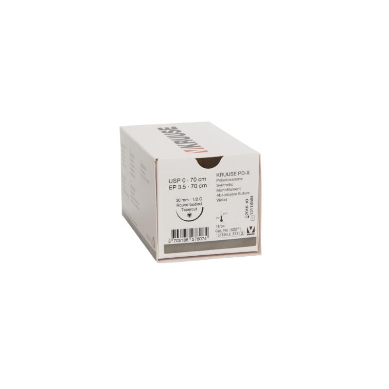 KRUUSE PD-X Suture, USP 0, 70 cm, 30 mm, ½C, RB, tapercut, 18/pk KRUUSE PD-X Suture, USP 0, 70 cm, 30 mm, ½C, RB, tapercut, 18/pk